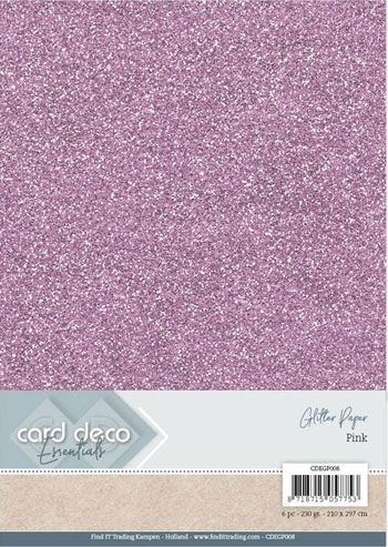  Card Deco Glitter karton Pink  230g 